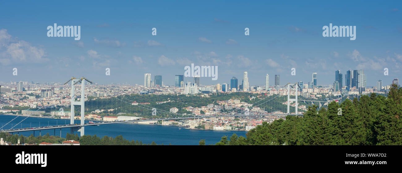 Vista superiore del ponte sul Bosforo, ISTANBUL / TURCHIA Foto Stock