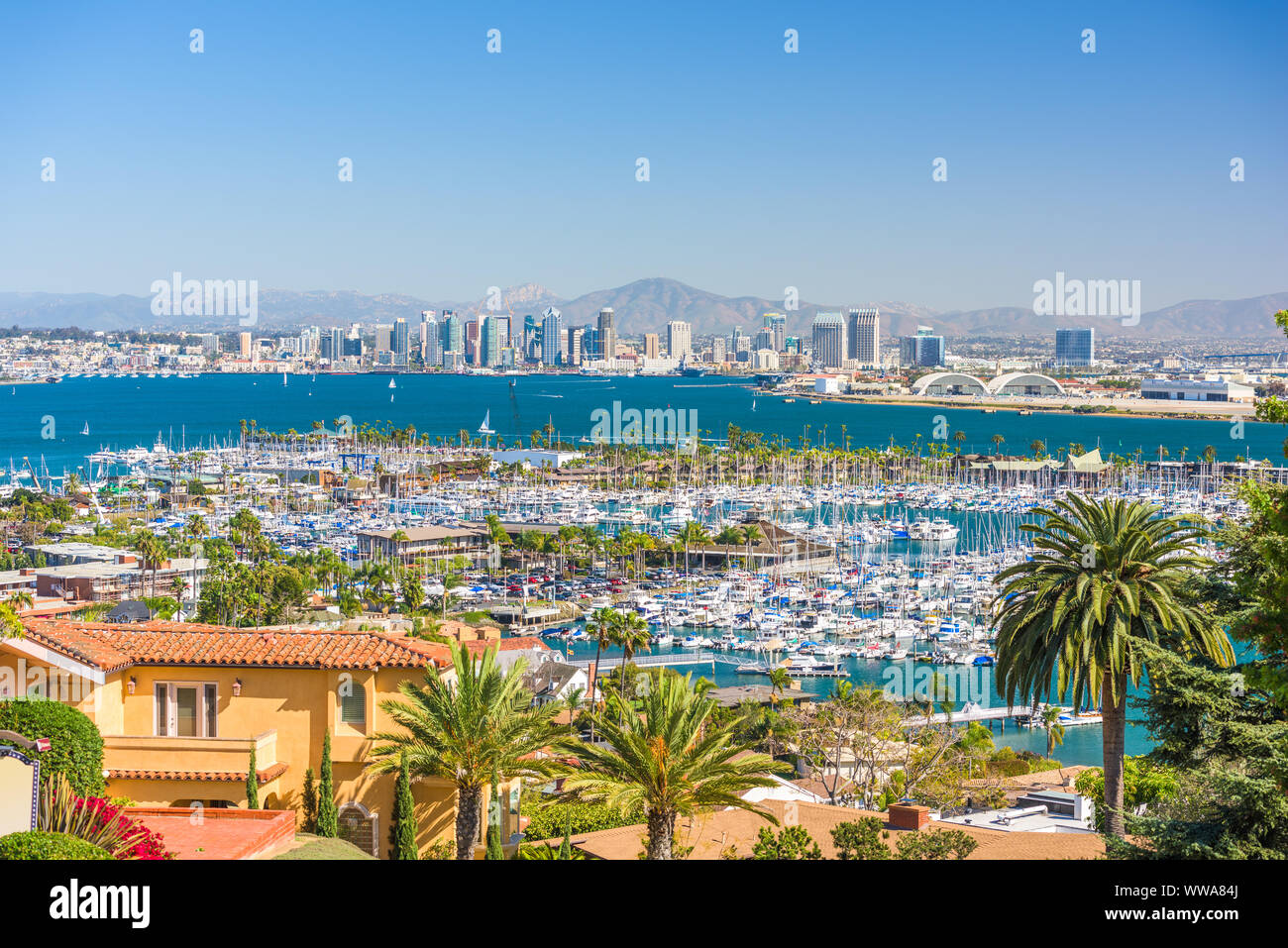 San Diego, California, Stati Uniti d'America cityscape sulla baia. Foto Stock