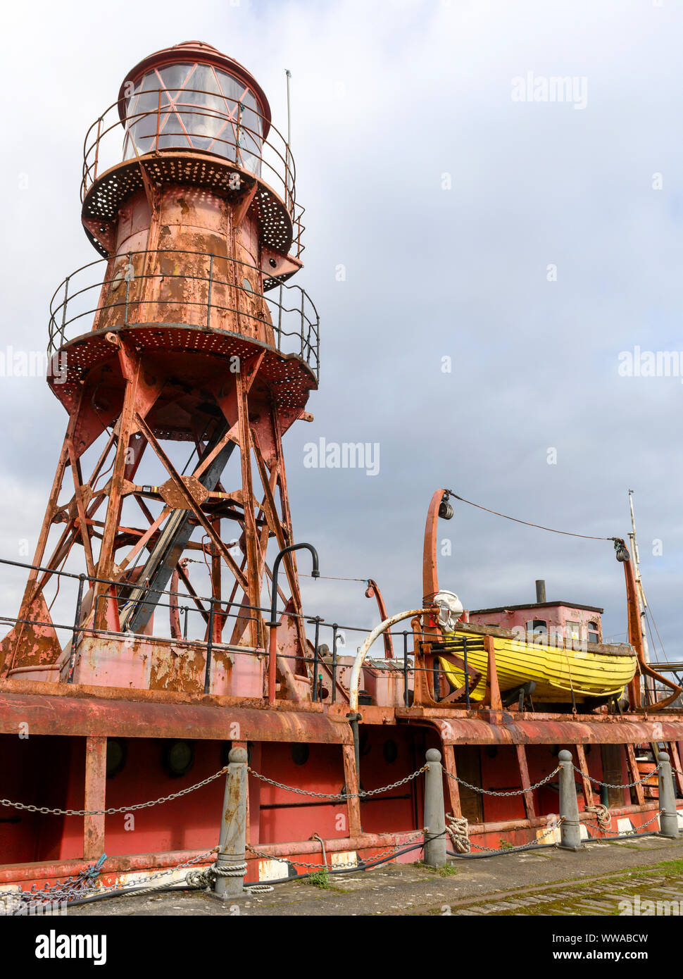 Dettaglio del lightship Nord Carr, nel servizio 1933 - 1975 ormeggiato a Victoria Dock, City Quay, Dundee, Tayside, Scotland, Regno Unito Foto Stock