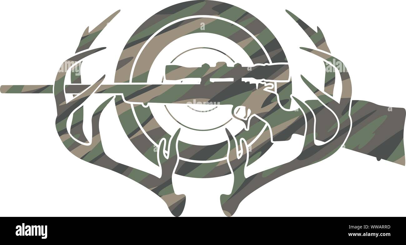 Il camuffamento da caccia e da tiro isolato Logo illustrazione vettoriale Illustrazione Vettoriale