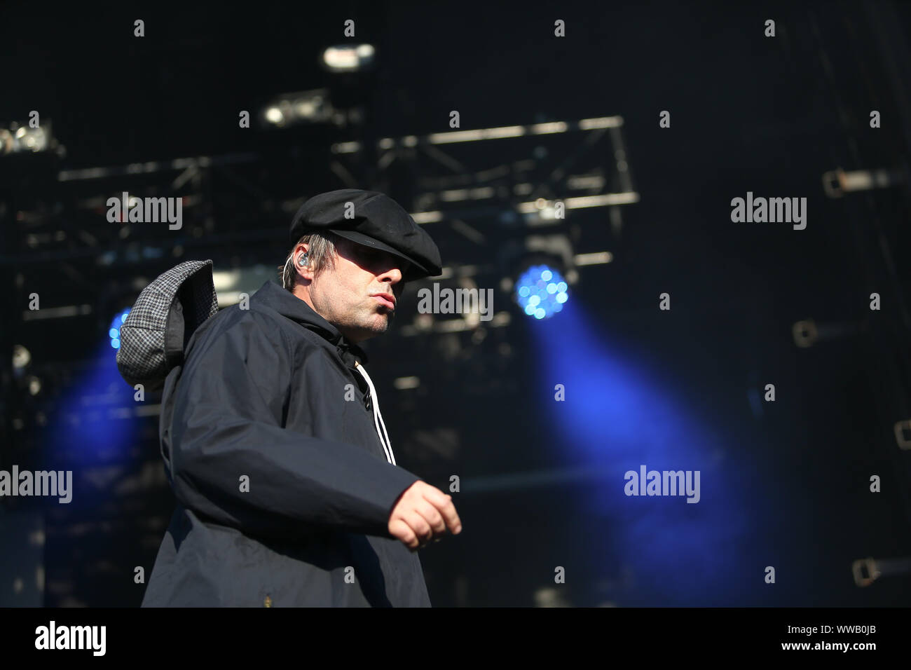 Il cantante rock Liam Gallagher sul palco a Birmingham, 2019 Foto Stock