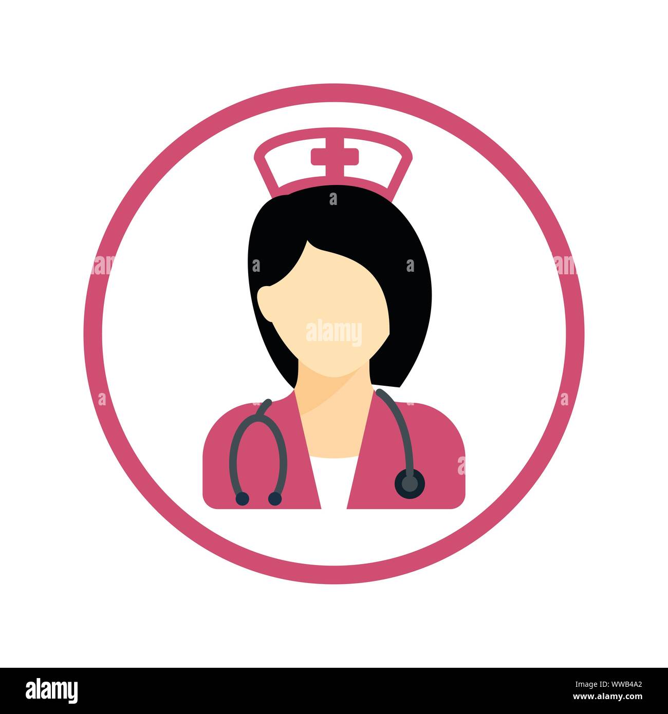 Icona di infermiere, infermiere, Assistente medico, donna medico specialista, Illustrazione Vettoriale