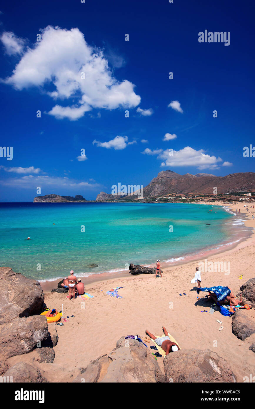 Falassarna Beach a nord-ovest di Canea, Creta, Grecia. Foto Stock