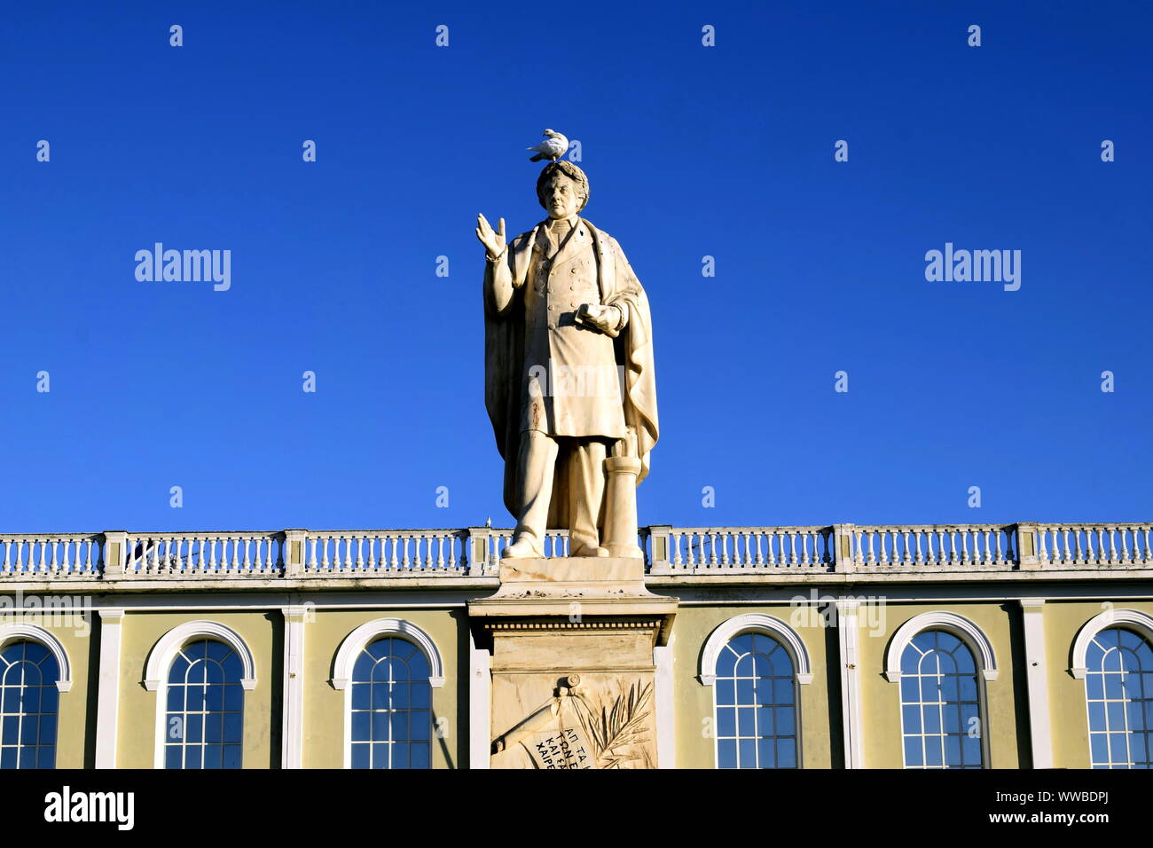 Colomba, testa, statua in marmo, città, Zante, Island, Grecia Foto Stock