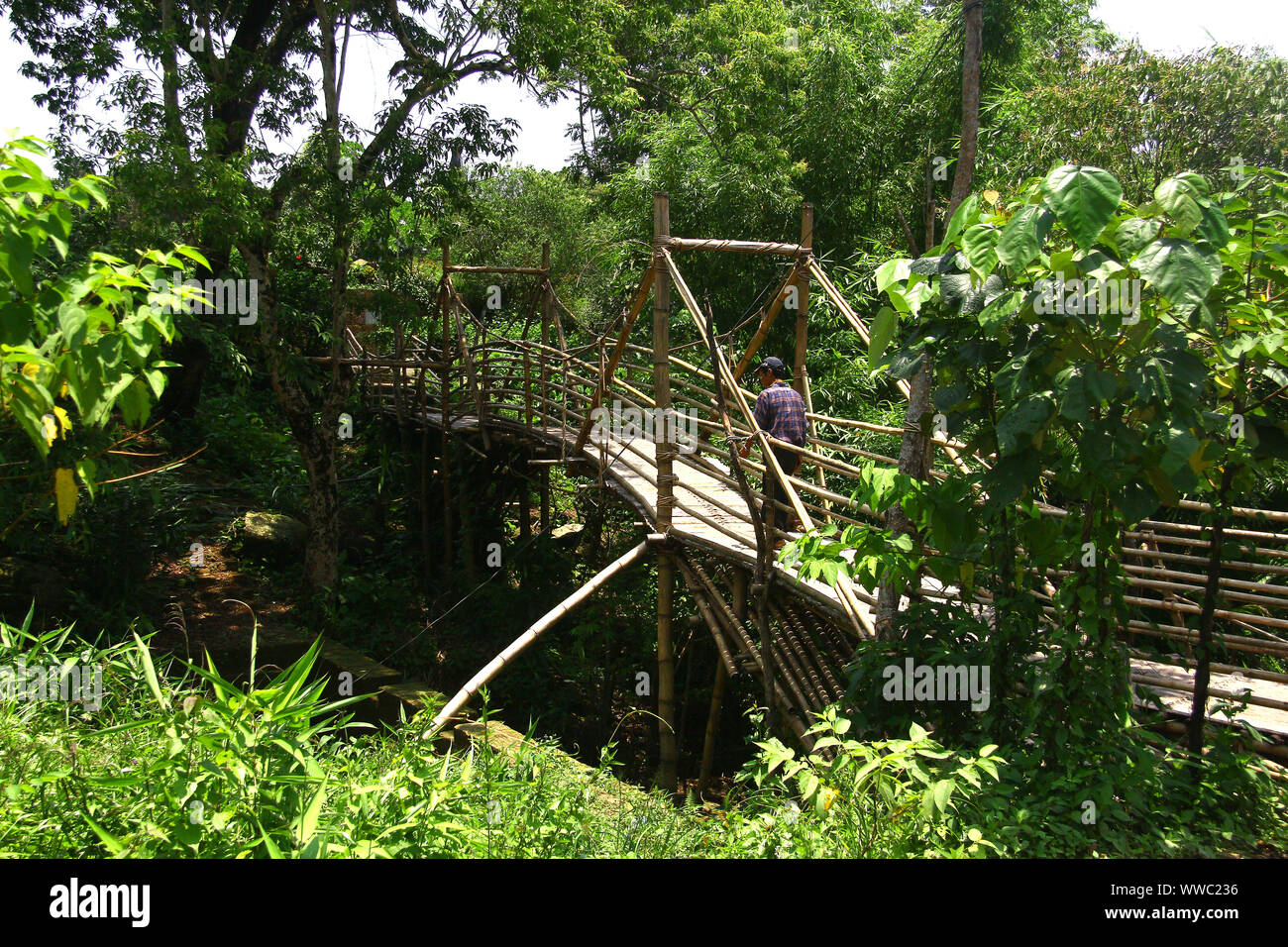 Costruzione di bambù nel villaggio Mawlynnong in Meghalaya Foto Stock