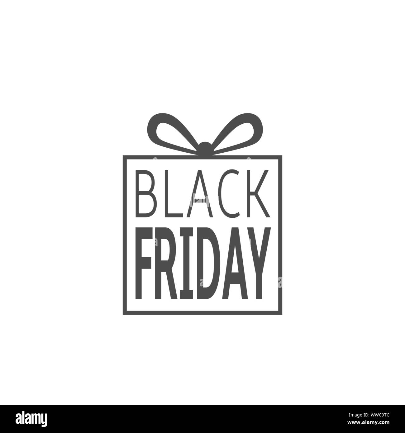 Venerdì nero icona. Confezione regalo con fiocco, shopping giorno Venerdì nero Vendita Illustrazione Vettoriale