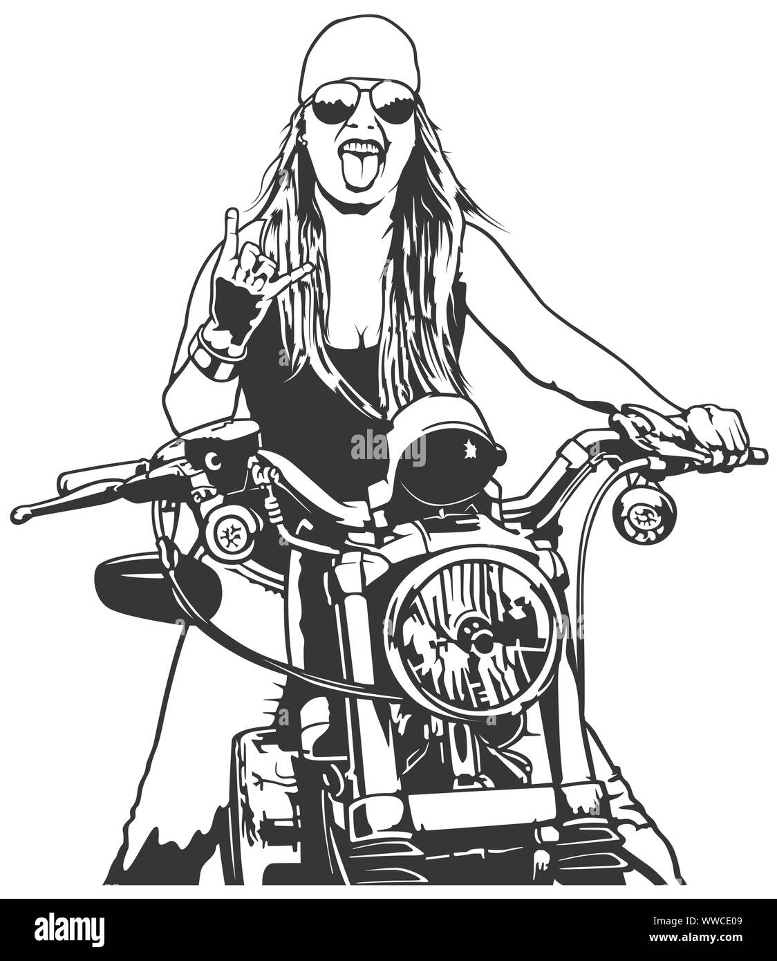 Donna motociclista Illustrazione Vettoriale