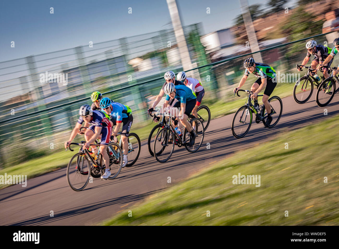 Ciclo racing al Campus Carlise Harraby sport. Foto Stock