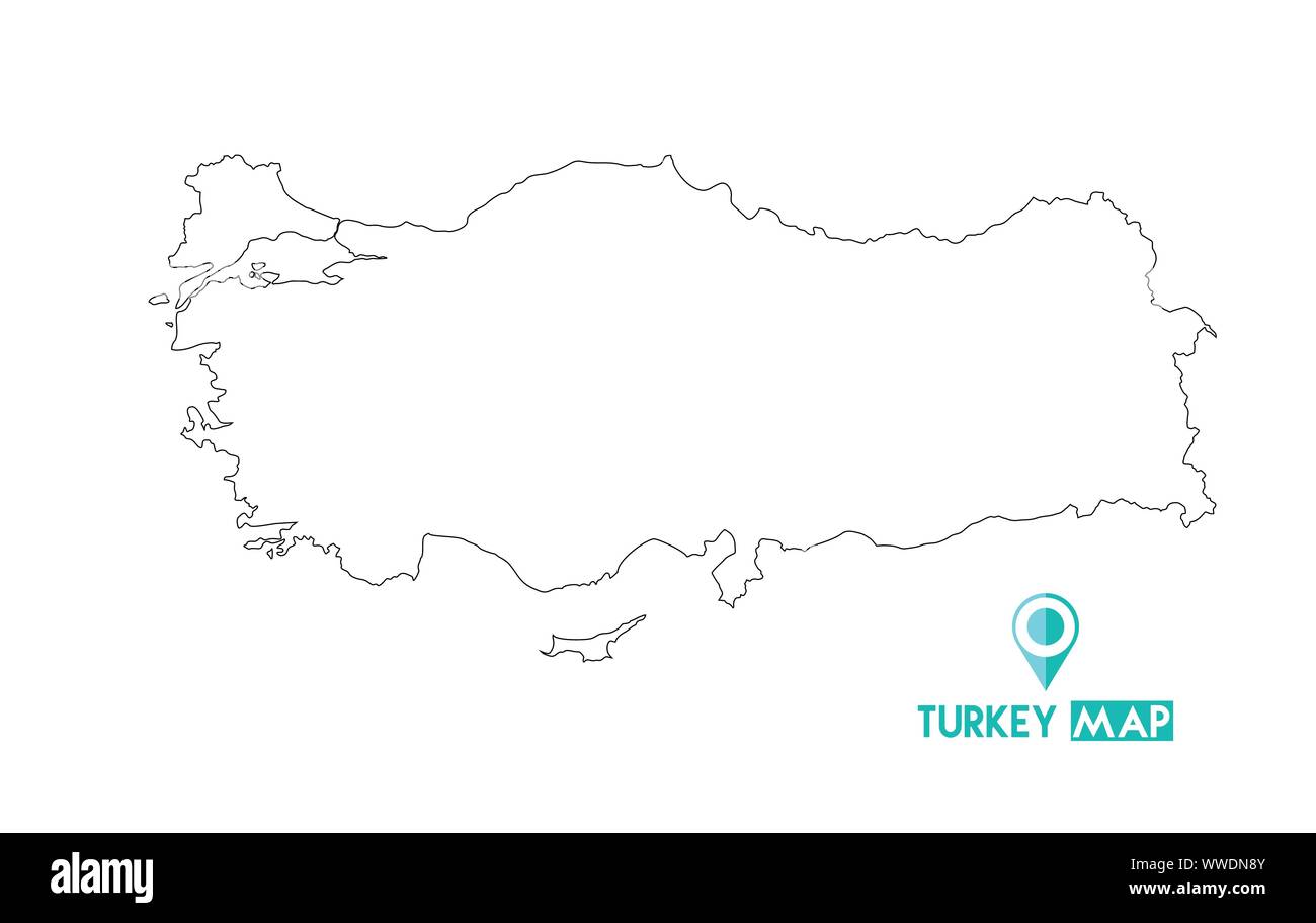 La Turchia mappa vettoriale del vettore regionale di colore bianco in studio Illustrazione Vettoriale