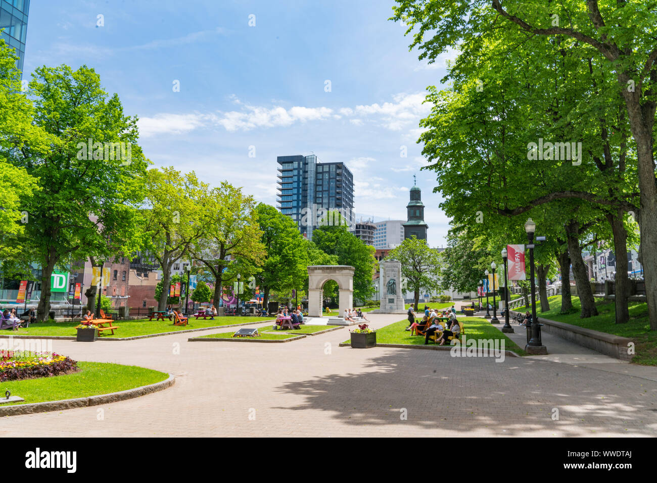 Halifax, Canada - 19 Giugno 2019: Grand Parade piazza nel centro di Halifax, Nova Scotia, Canada Foto Stock