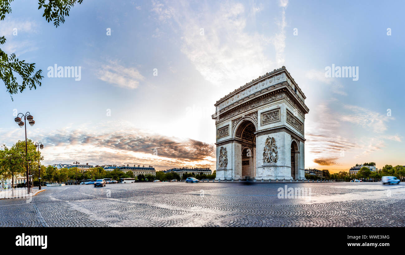 Parigi Arco di Trionfo l'Arc de Triomphe de l'Etoile, Francia Foto Stock