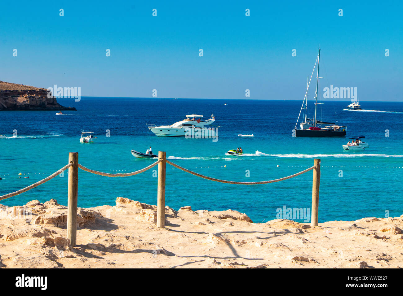 Vista di Cala Comta da Ibiza Foto Stock