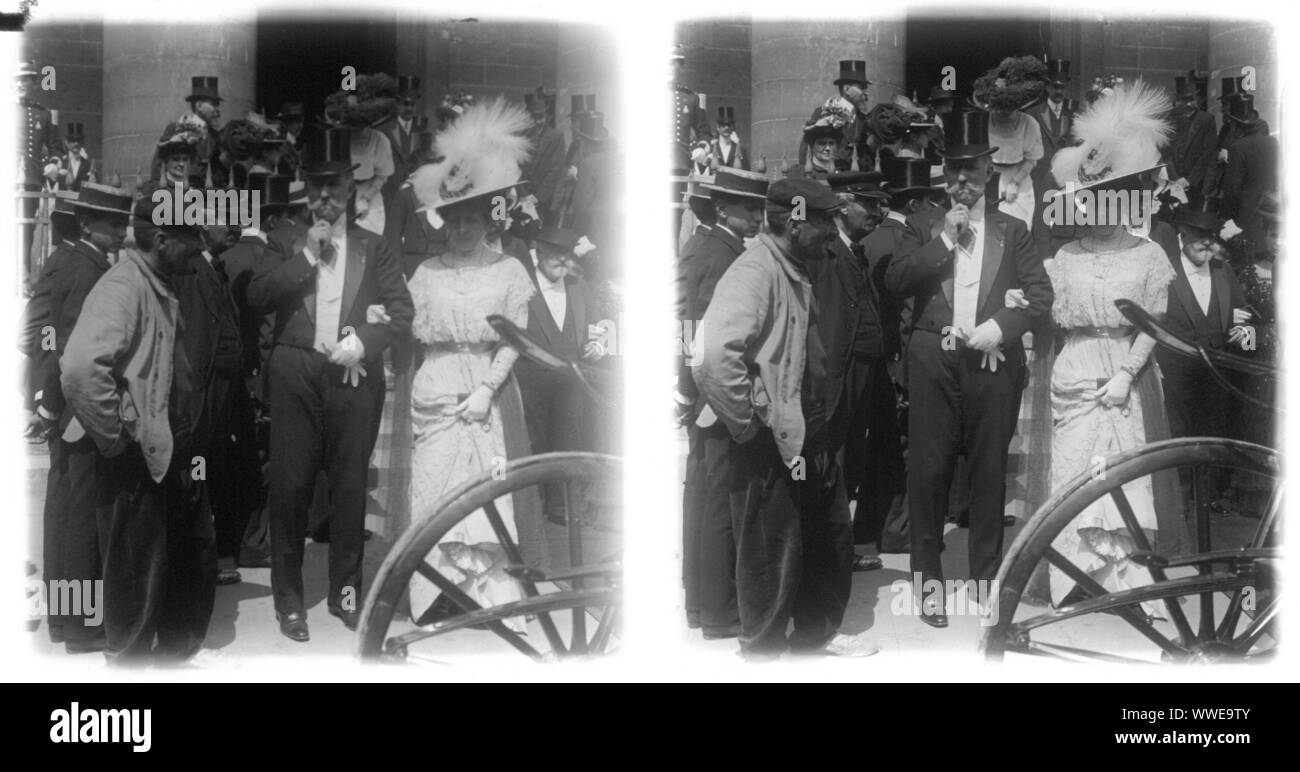 AJAXNETPHOTO. 1890-1910 (CIRCA). PARIGI, FRANCIA. - FESTA DI NOZZE - 1 DI 7 COPPIE DI LASTRE DI VETRO POSITIVE ORIGINALI STEREO DEL FOTOGRAFO PAUL VAILLIANT TOZY DEL 29 RUE DE SURENE, PARIGI. UN RECORD PER IL FOTOGRAFO E QUESTO SOGGETTO È CONTENUTO NELLA OWHSRL PHOTOGRAPHERS OF THE WORLD (NON USA) PUBL. 1994, AGGIORNATO 2003.KEYWORD SEARCH; TOZY. FOTOGRAFO:TOZY © COPYRIGHT IMMAGINE DIGITALE AJAX FONTE LIBRERIA IMMAGINI VINTAGE: AJAX RACCOLTA RACCOLTA DI IMMAGINI VINTAGE RIF:STEREO 1900 08 Foto Stock