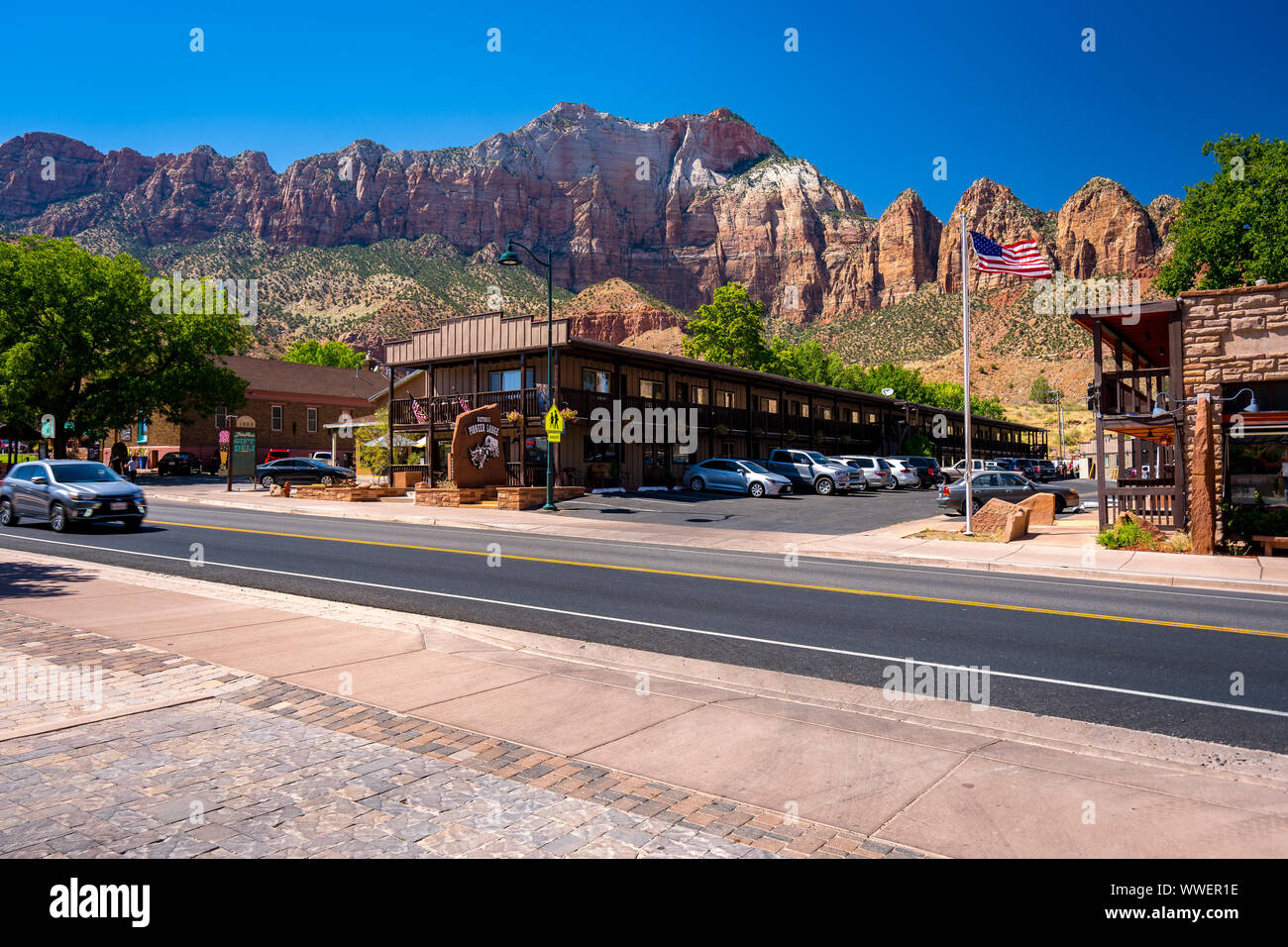 Springdale, Utah, Stati Uniti d'America - una piccola città vicino al Parco Nazionale di Zion Foto Stock