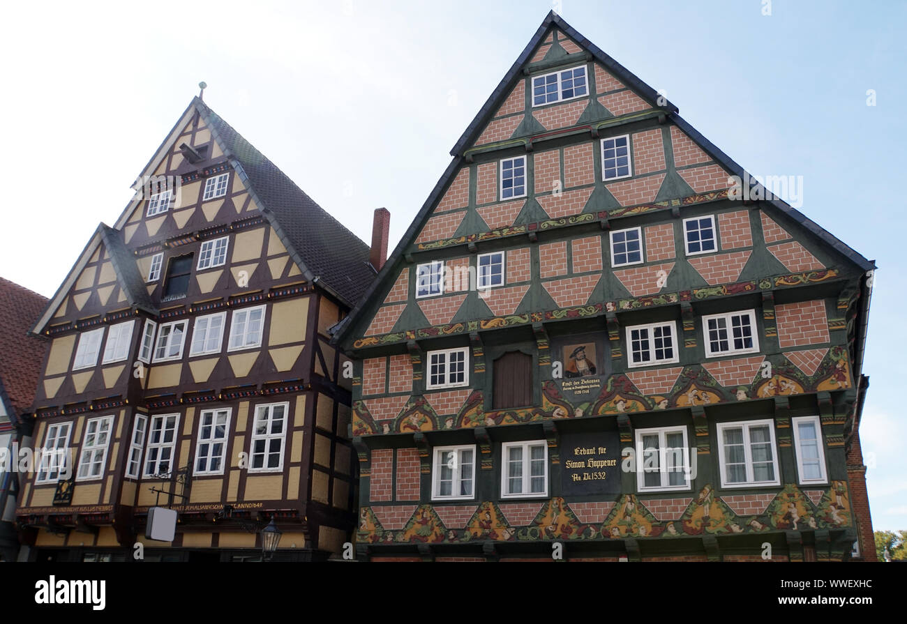 Historische Fachwerkhäuser in der Altstadt von Celle, Niedersachsen, Deutschland Foto Stock