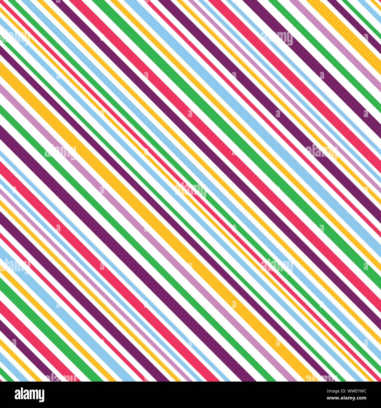 Multi colore strisce diagonali seamless pattern sfondo. Illustrazione Vettoriale