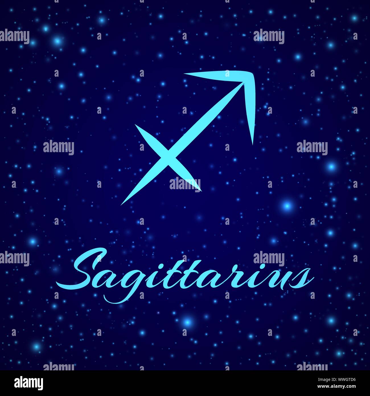 Sagittario. Vector segno zodiacale su un cielo notturno Illustrazione Vettoriale