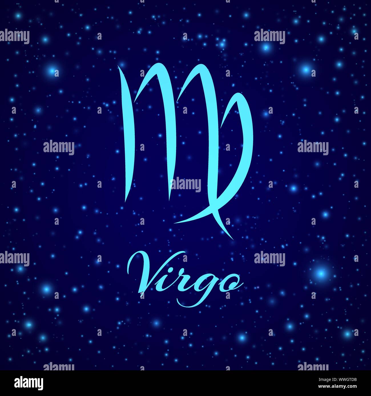 Virgo. Vector segno zodiacale su un cielo notturno Illustrazione Vettoriale