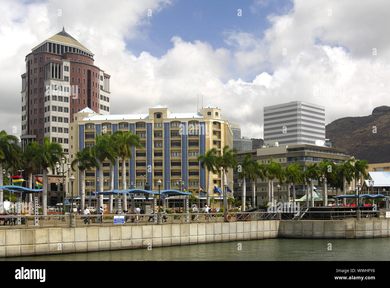 Banca di Stato nel centro della città, Port Louis, Maurizio Foto Stock