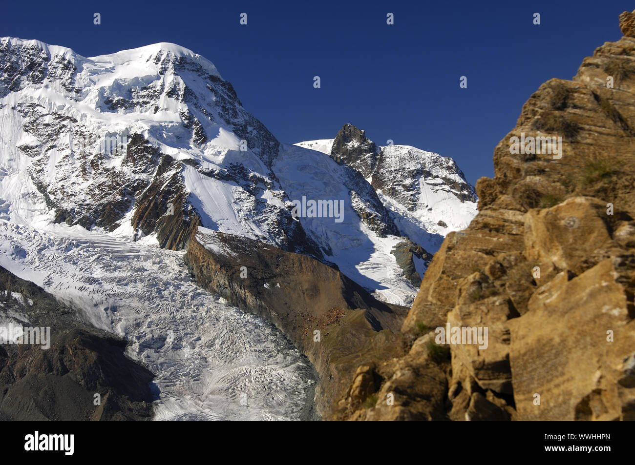 Breithorn e Klein Matterhorn Foto Stock
