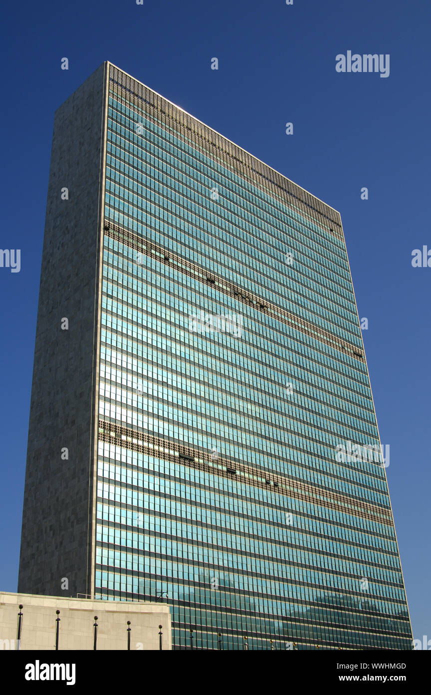 Palazzo di Vetro delle Nazioni Unite a New York, Stati Uniti d'America Foto Stock