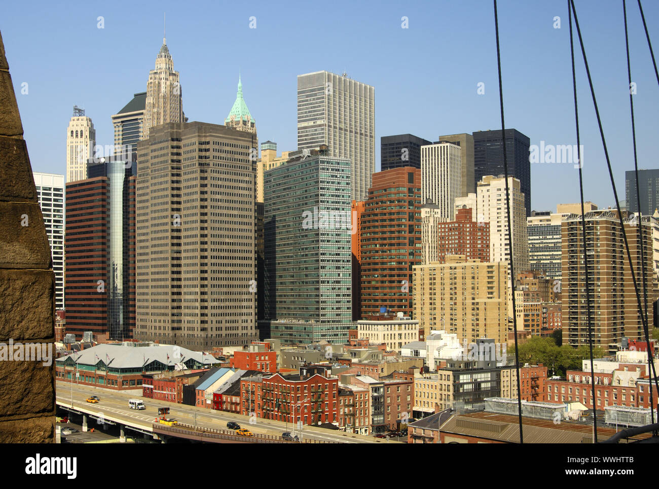 Edifici ad alta nel Quartiere Finanziario di New York, Stati Uniti d'America Foto Stock