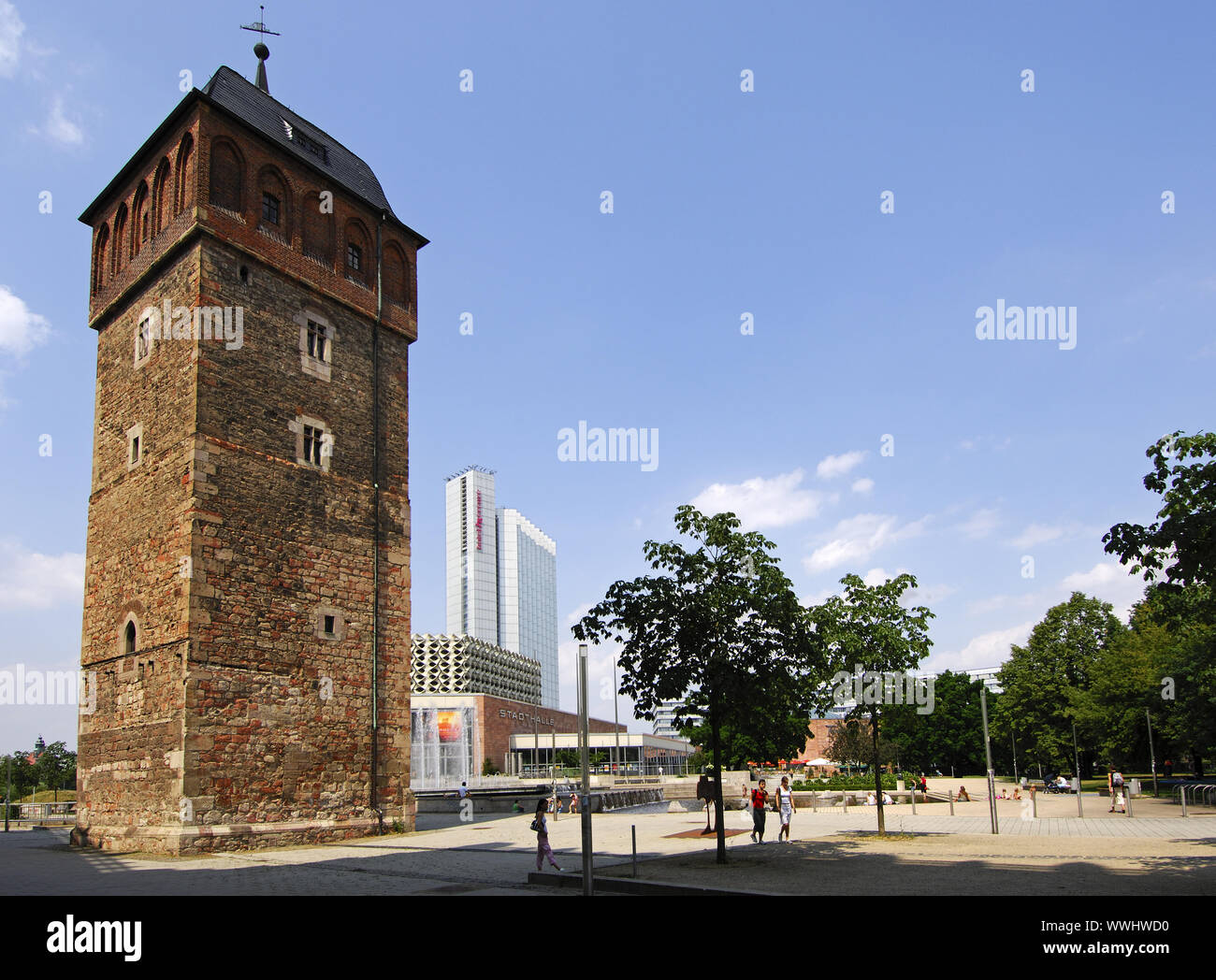 La Torre Rossa e Hotel Mercure, Chemnitz Foto Stock