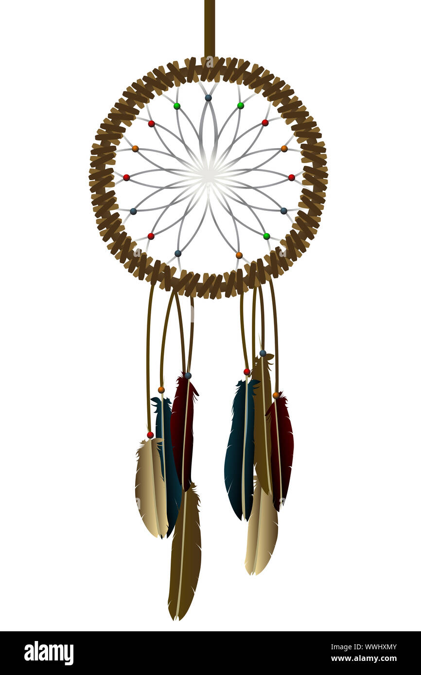 Native American Dream-catcher su bianco Foto Stock