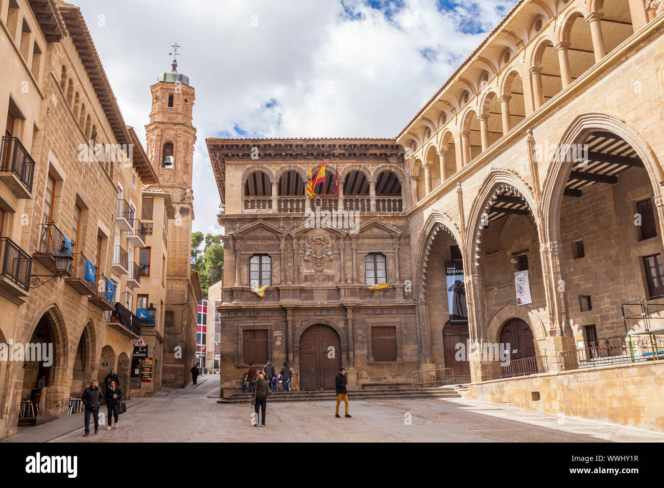 Il villaggio di Alcaniz in Bajo Aragón, Teruel, Spagna Foto Stock