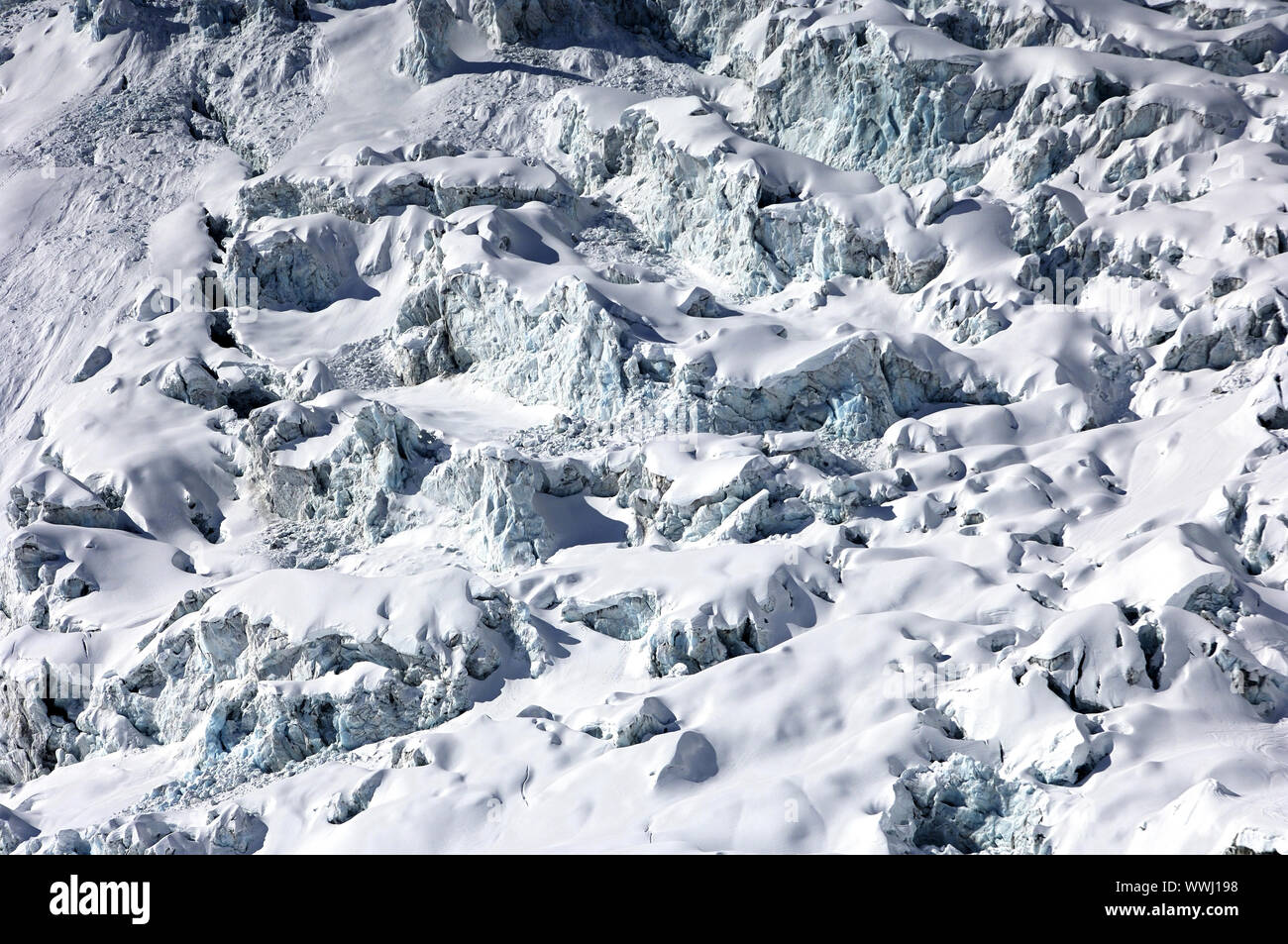 Nelle cascate di ghiaccio del ghiacciaio Geant Foto Stock