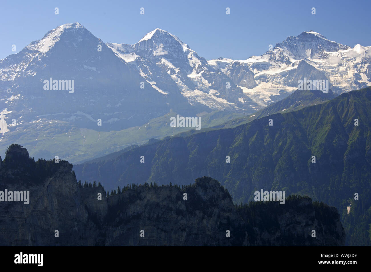 Eiger, Mönch e Jungfrau vicino a Grindelwald Foto Stock