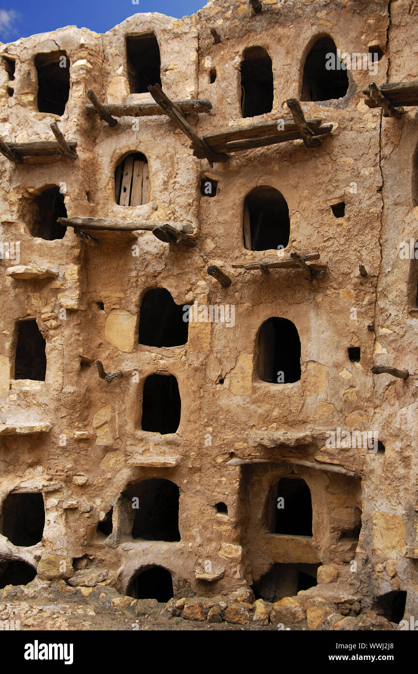 Camere di stoccaggio, Qasr al-Haj Castello, Libia Foto Stock