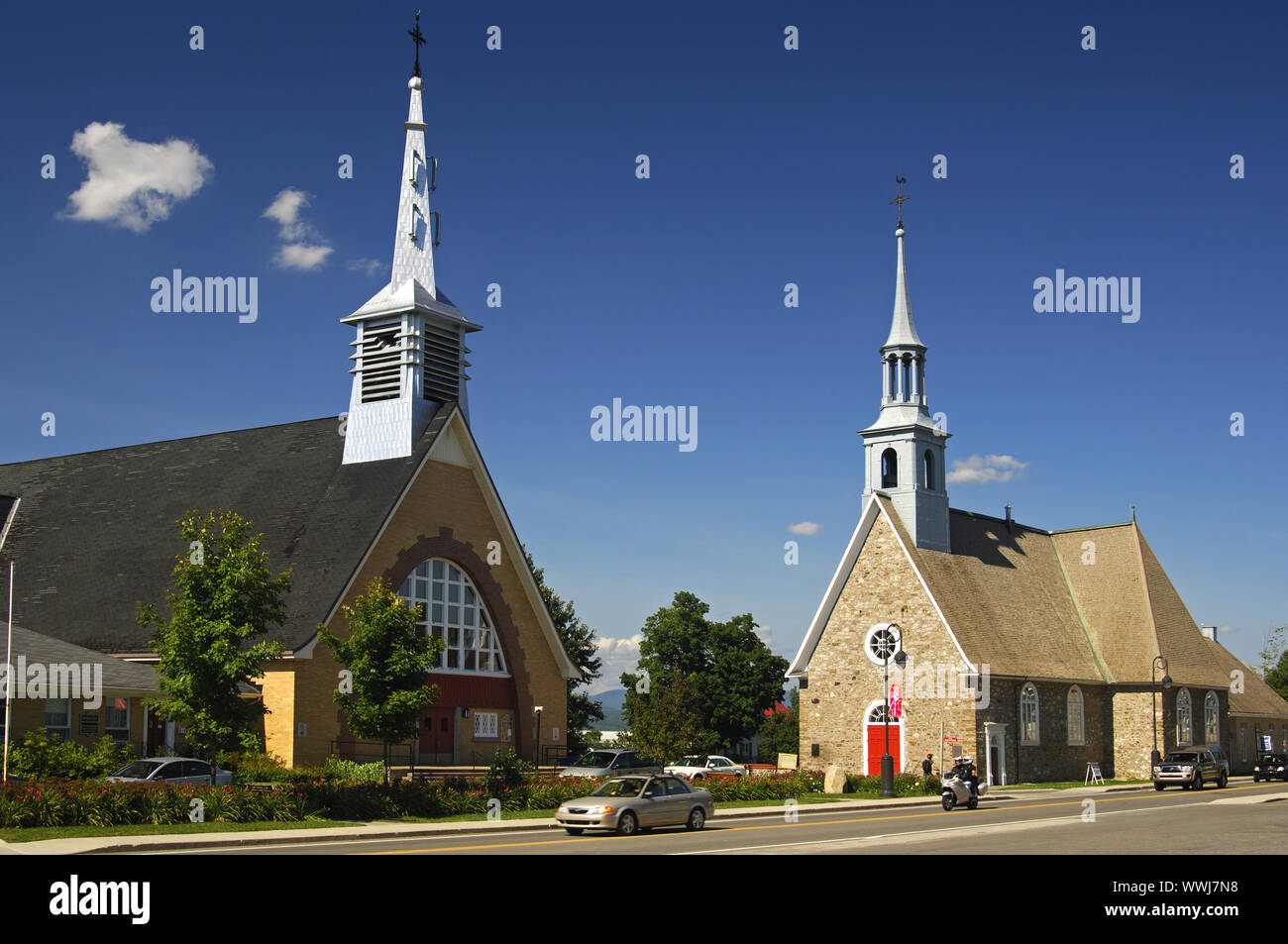 Kirchen a St-Pierre-de-l'Ile-d'Orleans, Kanada Foto Stock