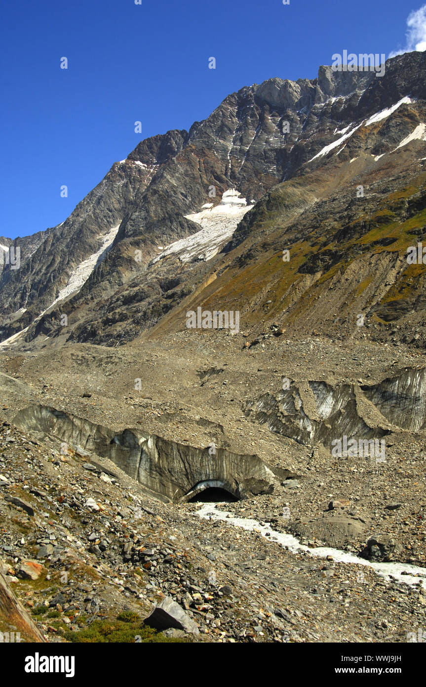 Cancello sul ghiacciaio del Langgletscher Foto Stock