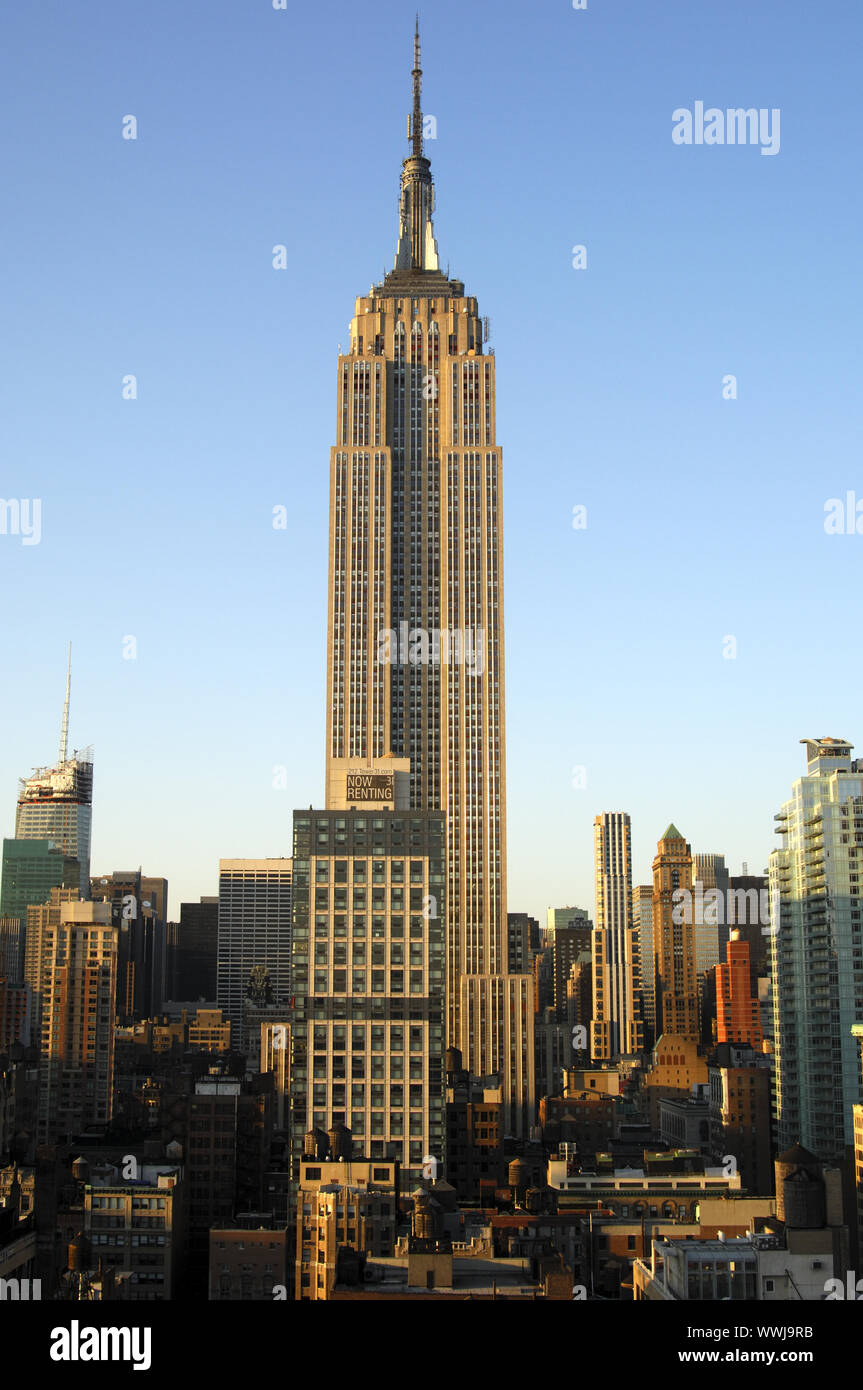 Manhattan mit membro Empire Building, STATI UNITI D'AMERICA Foto Stock