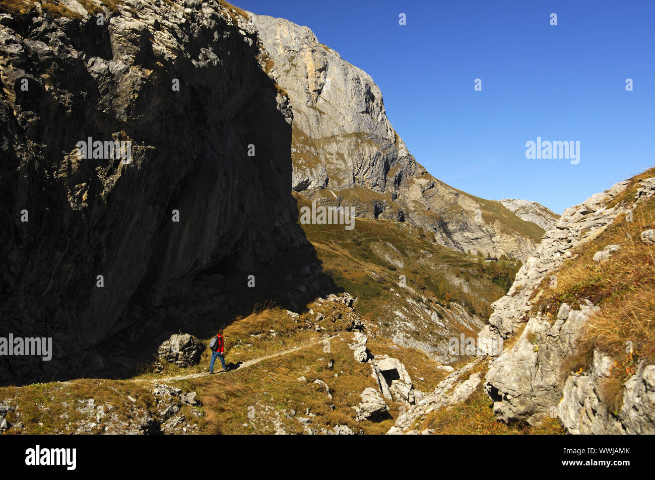 Gli escursionisti in valle Geltental Foto Stock