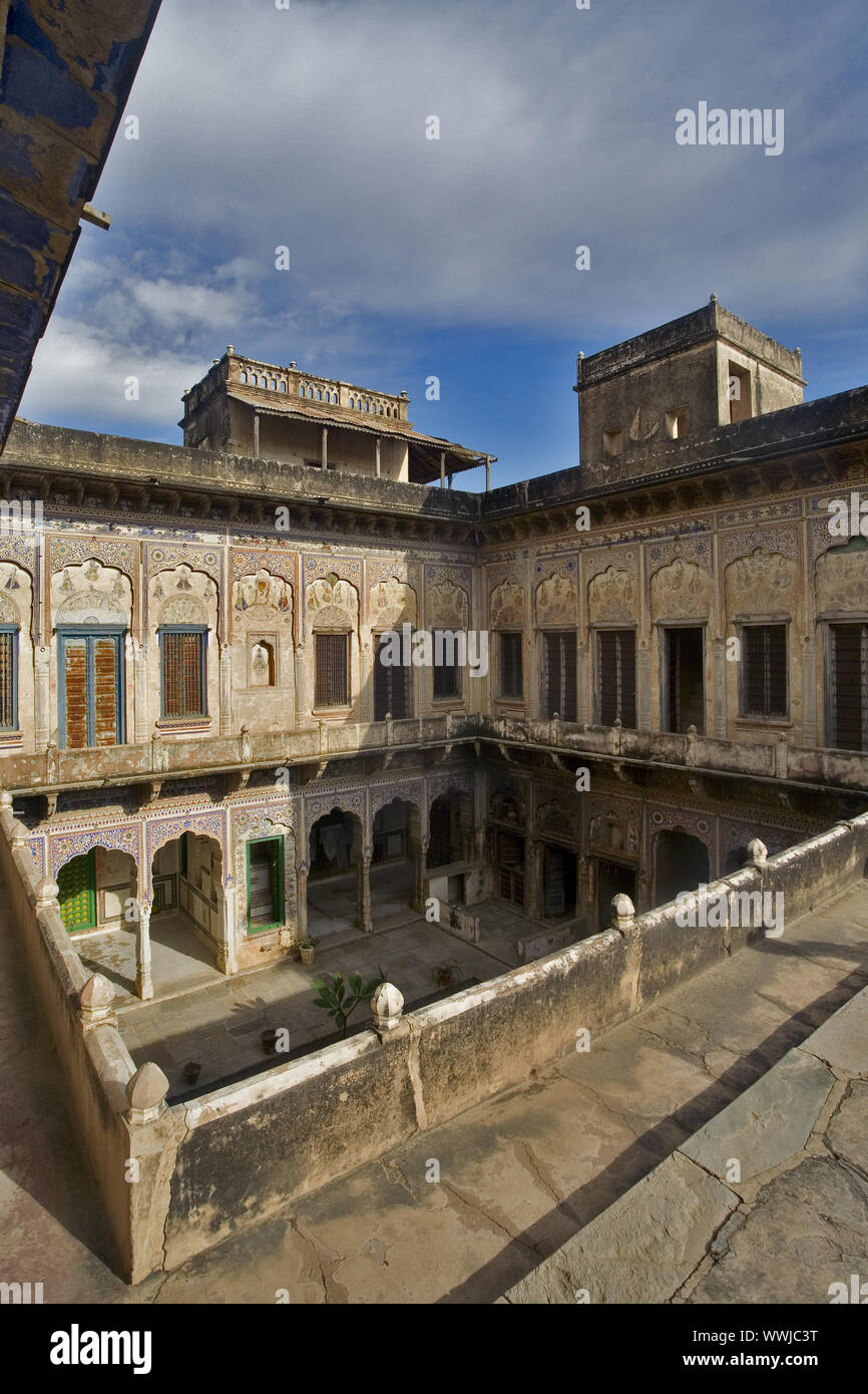 Vecchi palazzi in Manesar, Mandawa, Rajasthan, Nord India, India Foto Stock