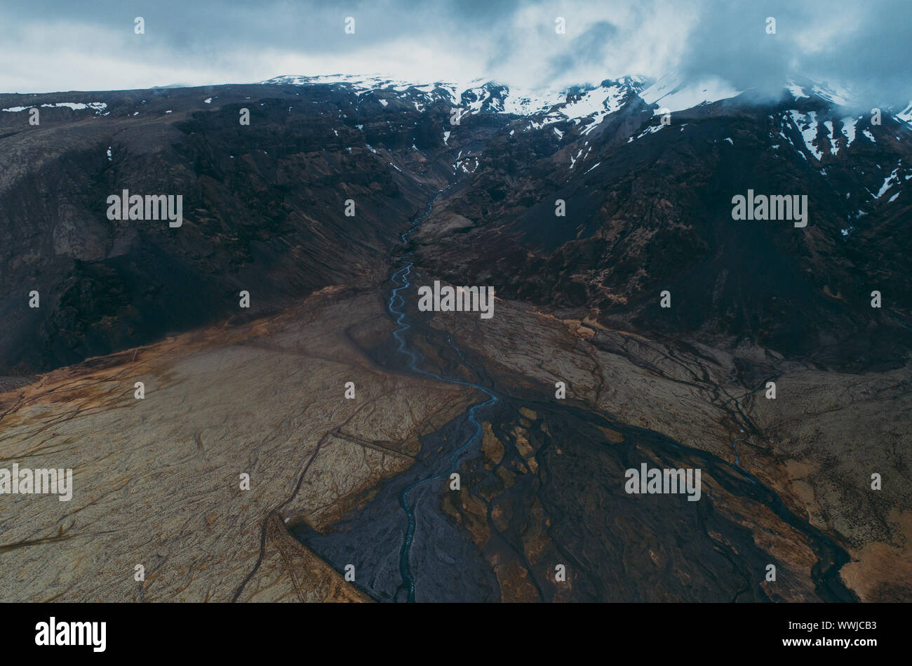 Panorami islandese, vista aerea sulle terre Foto Stock