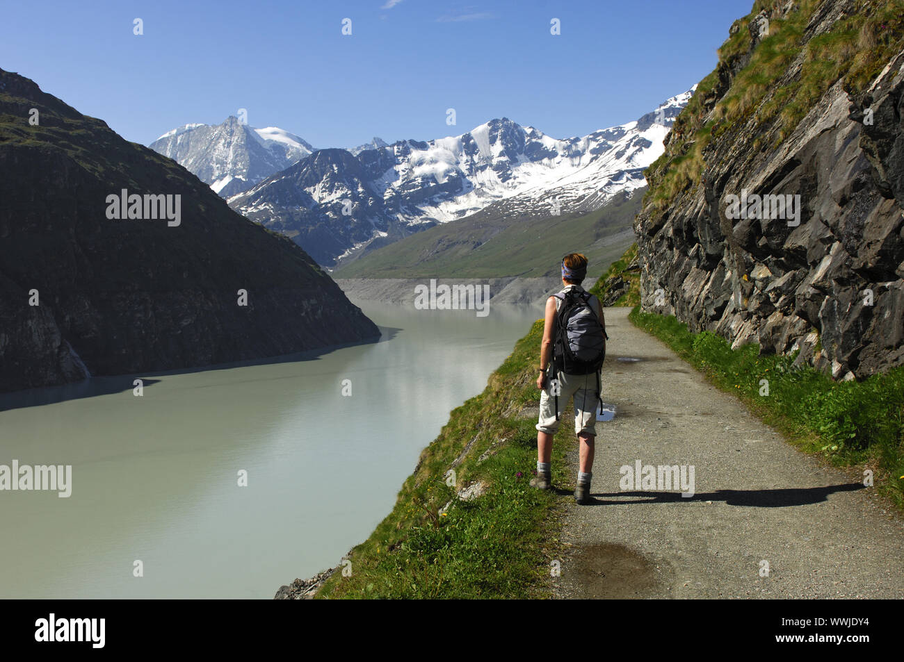 Presso il Lac des Dix serbatoio; Vallese, Svizzera Foto Stock
