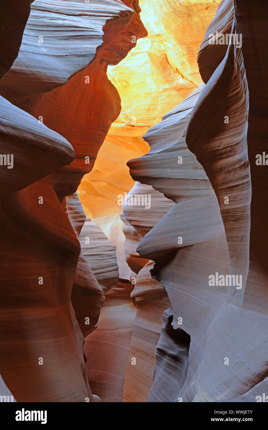 Roccia forme, colori e texture in Antelope Canyon Slot Foto Stock