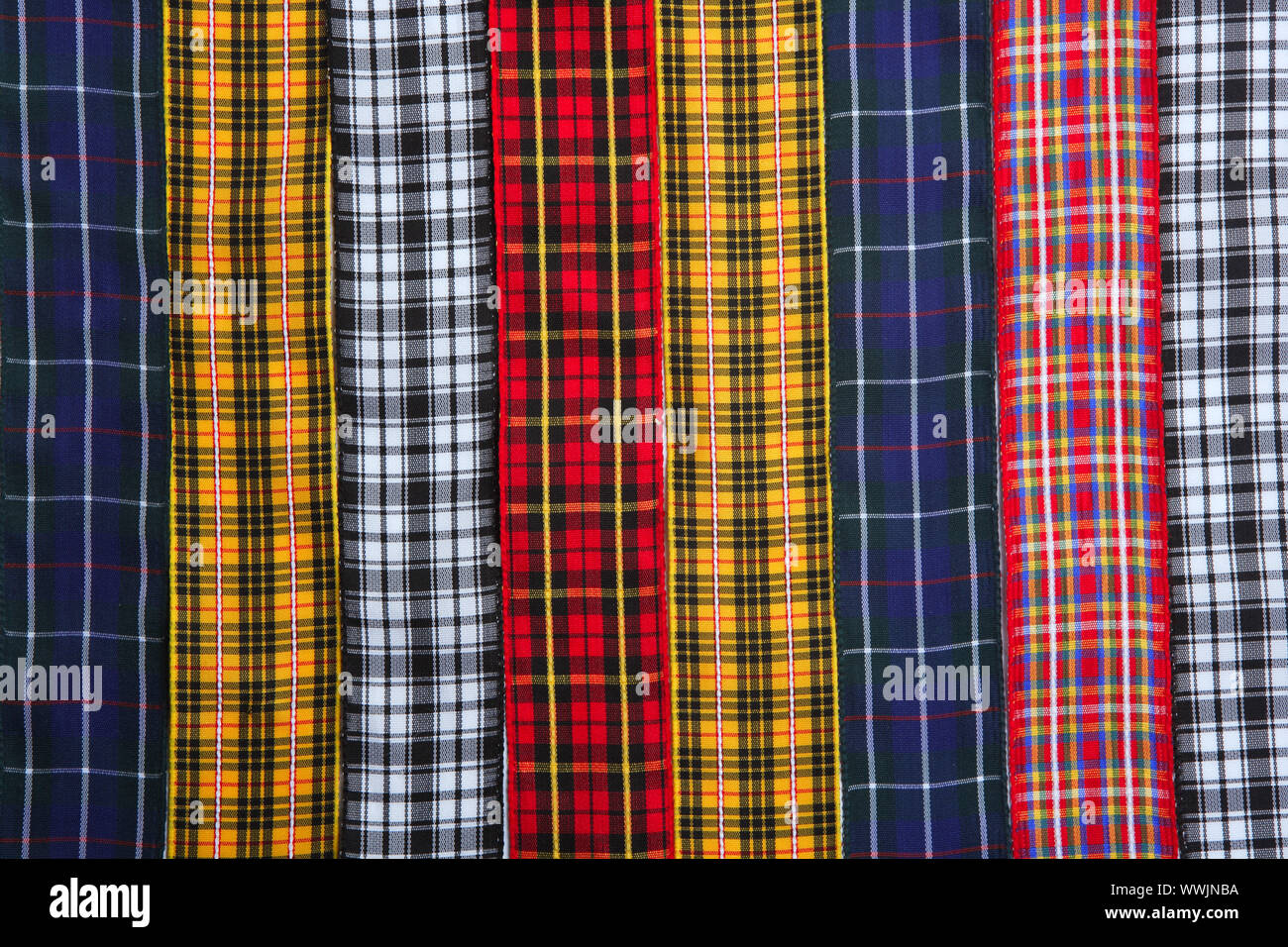 Tartan scozzese nastri di tessuto di sfondo modello di tendenza di moda Foto Stock