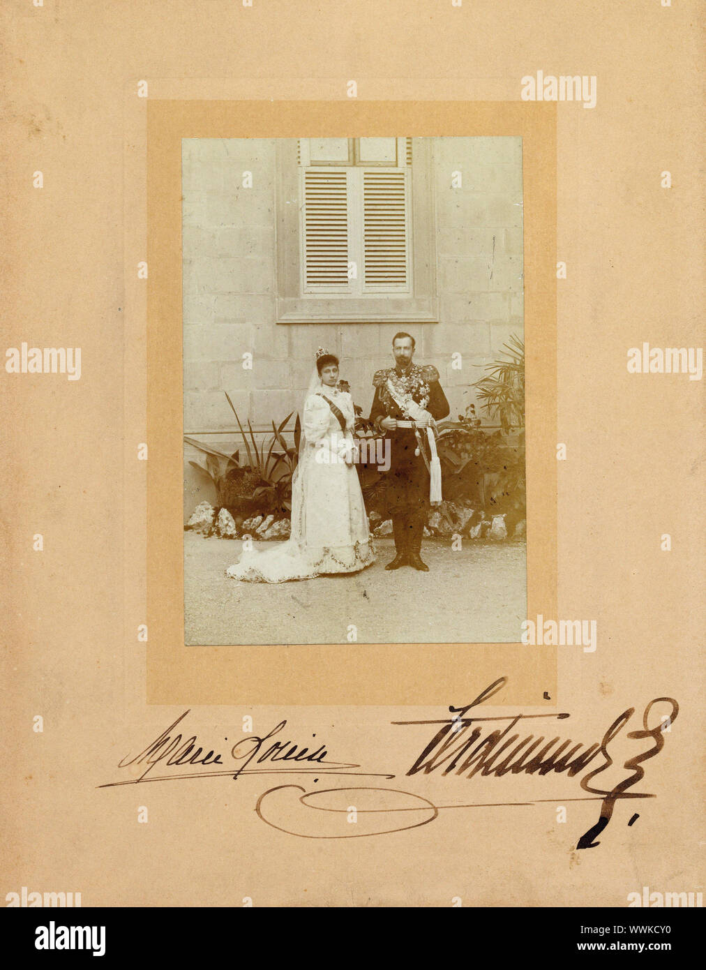 Ferdinando I di Bulgaria con sua moglie la principessa Marie Louise di Bourbon-Parma, 1893. Collezione privata. Foto Stock