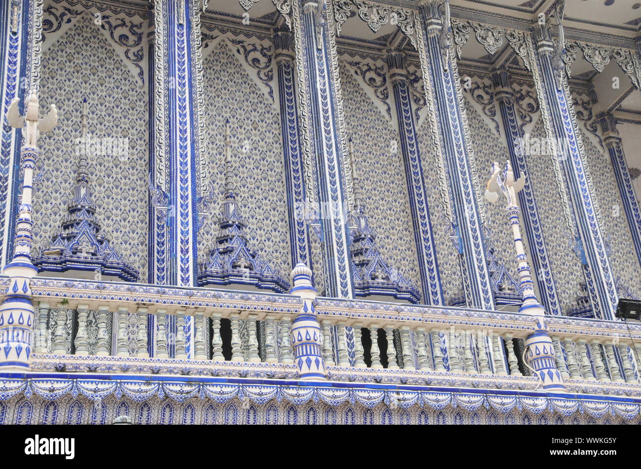 CHANTABURI, Tailandia - 4 agosto 2019 : Chiesa blu,Pak Nam Khaem NuTemple,Chathaburi,Thailandia Foto Stock