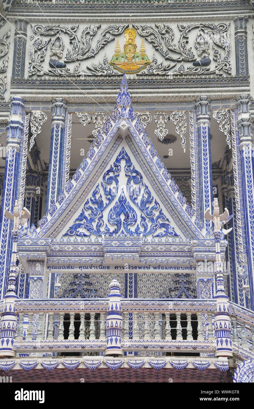 CHANTABURI, Tailandia - 4 agosto 2019 : Chiesa blu,Pak Nam Khaem Nu Temple,Chathaburi,Thailandia Foto Stock