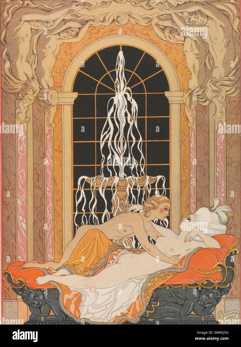 Illustrazione per il romanzo epistolare Liaisons pericolose (Les liaisons dangereuses) da Choderlos de Laclos, 1934. Collezione privata. Foto Stock