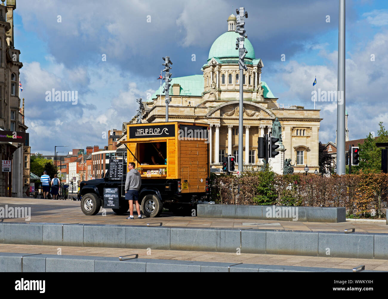 Café Mobili nel centro di Hull, East Yorkshire, Inghilterra, Regno Unito Foto Stock