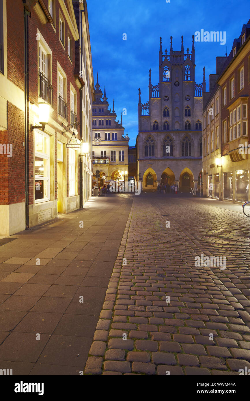 Münster - Municipio al crepuscolo Foto Stock