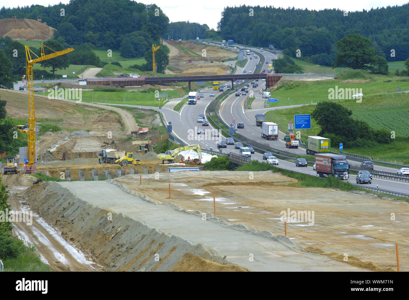 Autostrada sito in costruzione Foto Stock