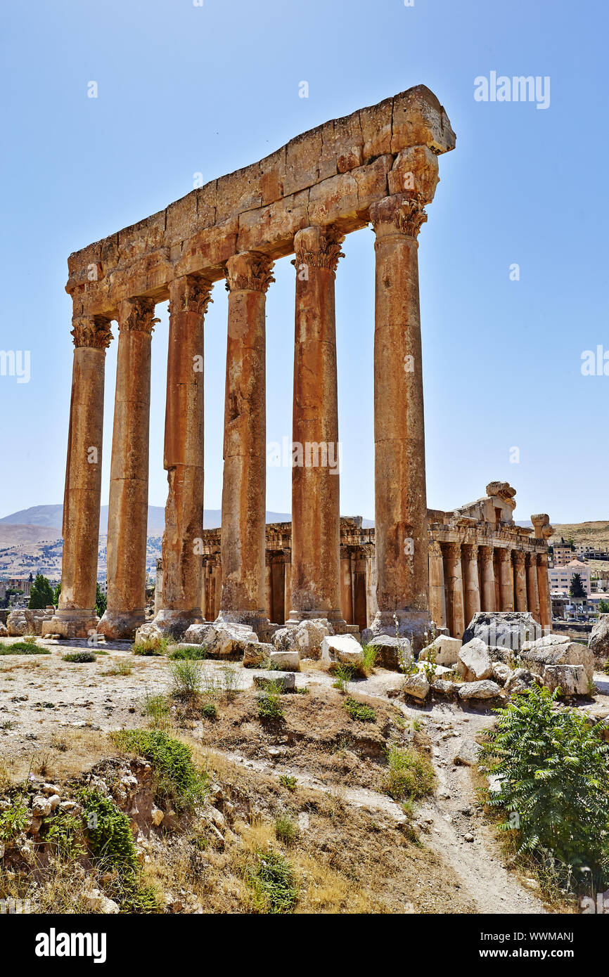 Colonne di Giove (Tempio di Giove) - Baalbek, Libano Foto Stock