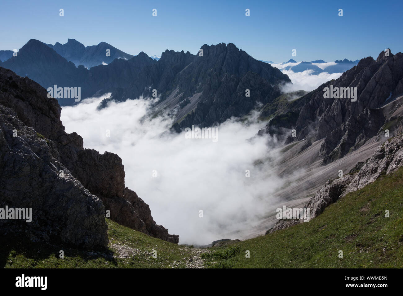 Vista da una montagna in Alto Adige Foto Stock